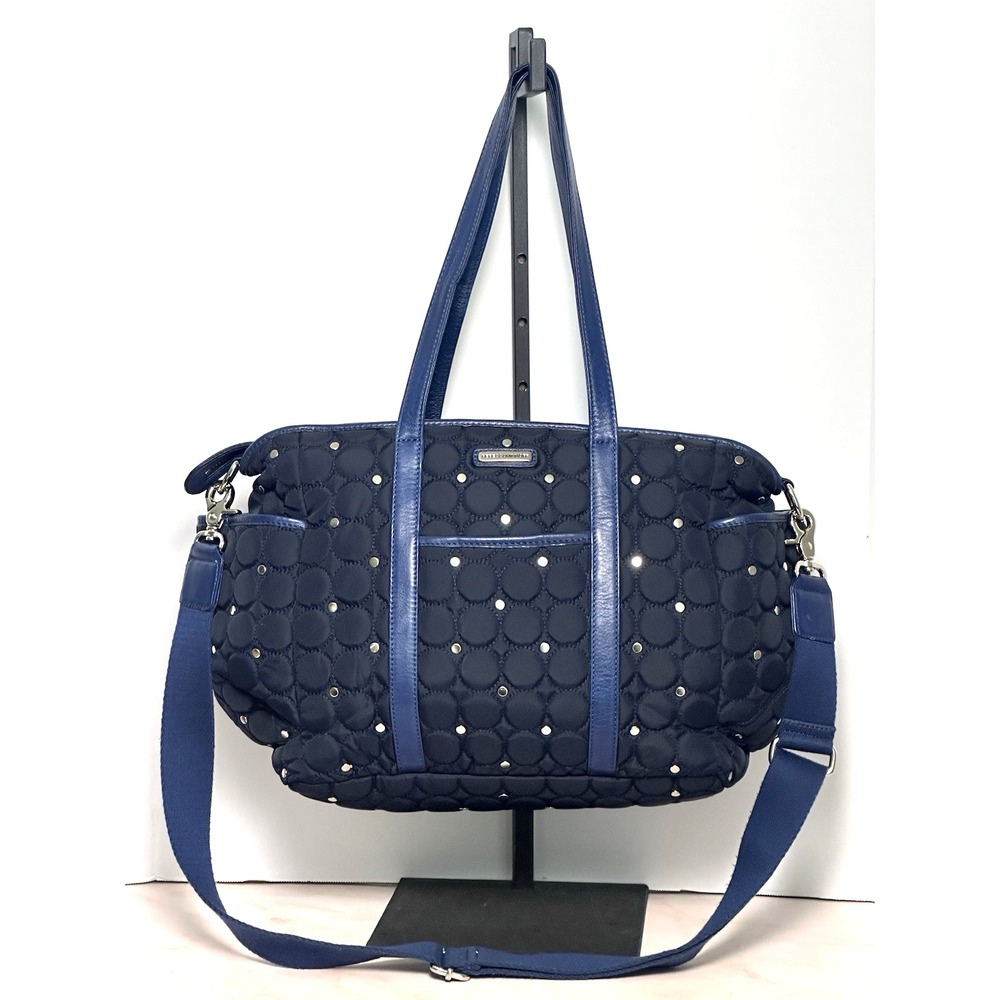 Rebecca Minkoff Diaper Bag Navy Silver Studs Shoulder Strap Pockets Diaper Bag